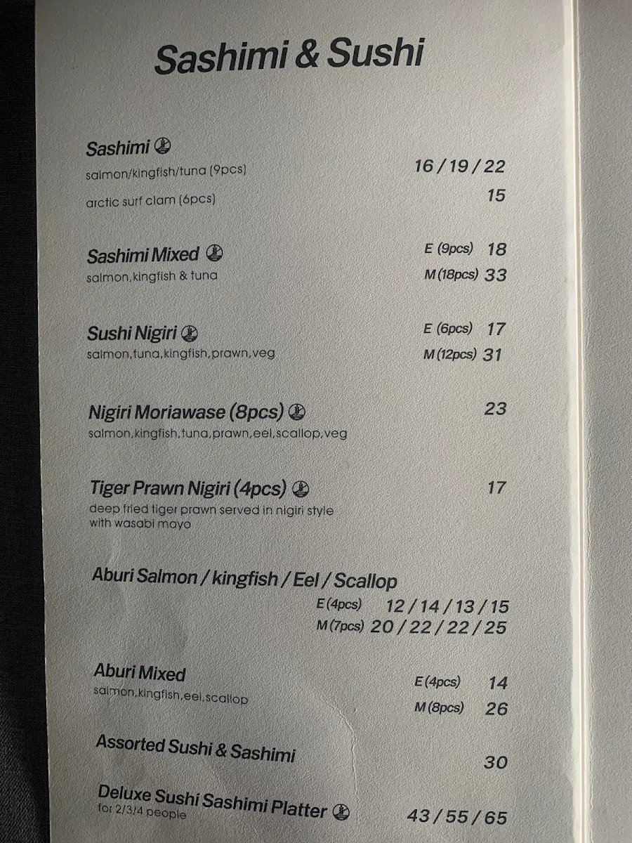 Menu, Taku