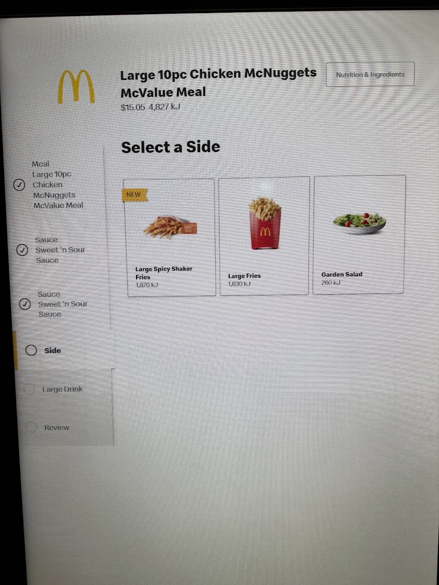 Menu, McDonald's Hindley Street
