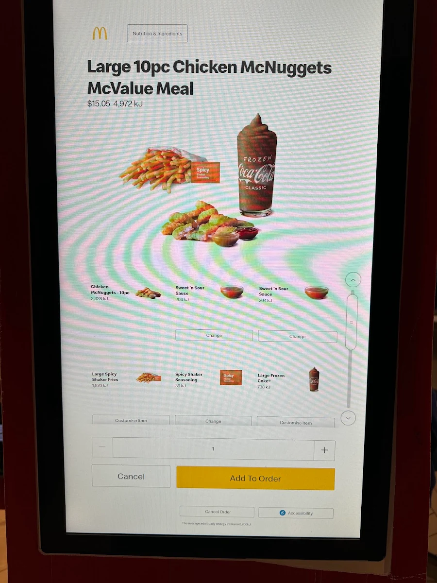 Menu, McDonald's Hindley Street