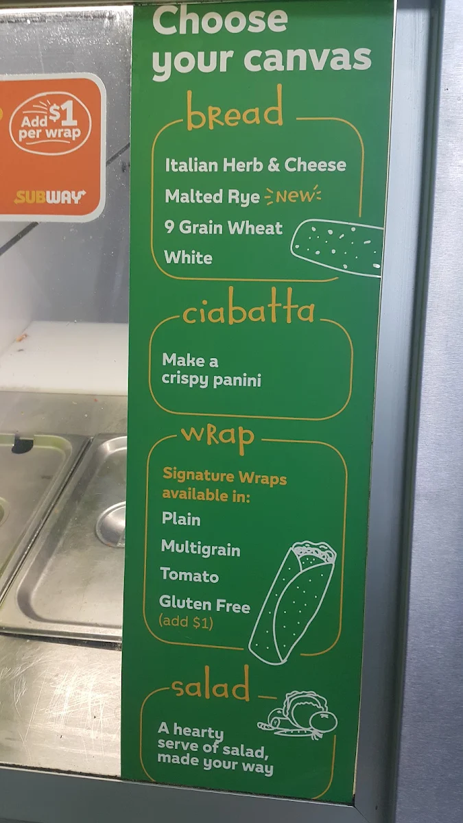 Menu, Subway