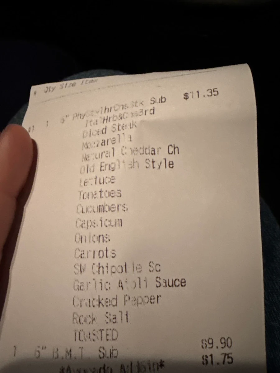 Menu, Subway