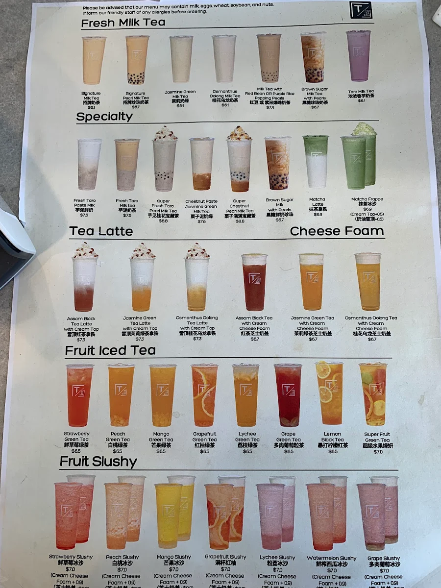 Menu, The Tea Team