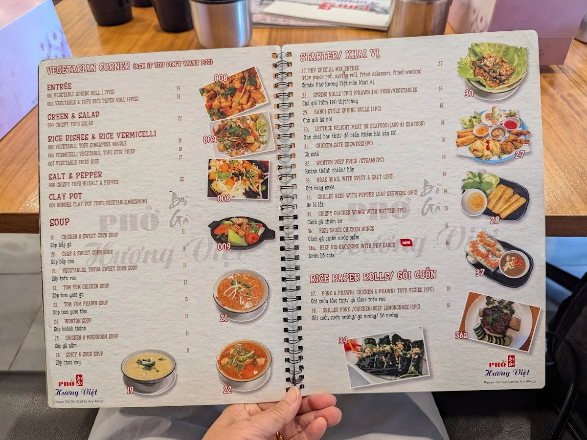 Menu, Pho Huong Viet 3
