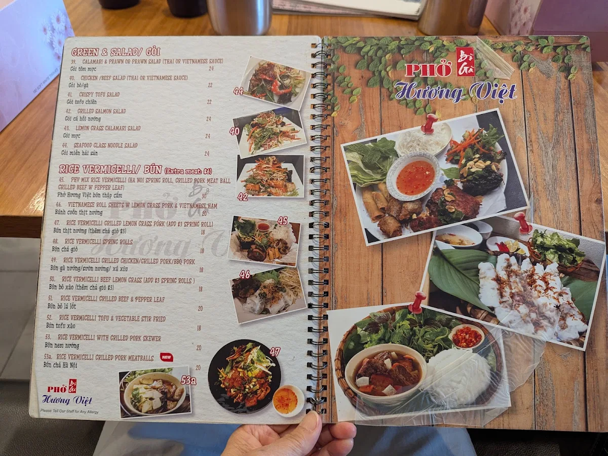 Menu, Pho Huong Viet 3
