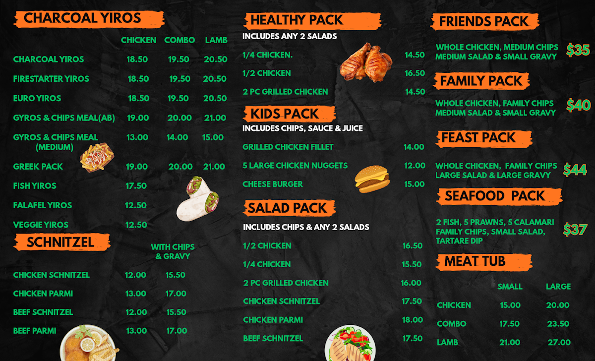 Menu, Yiros & Chicken on Charcoal @ Cliff Avenue
