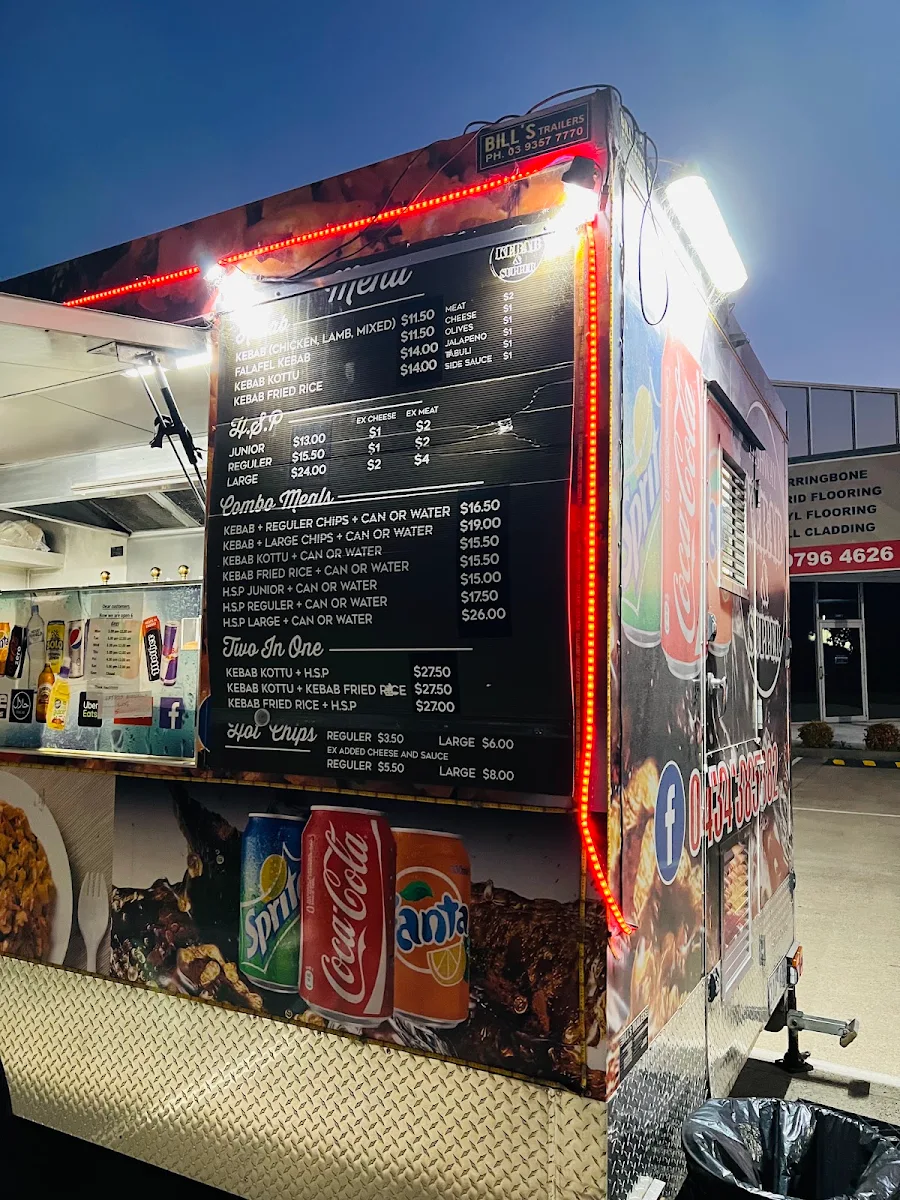 Menu, Highway Kebab and Supper