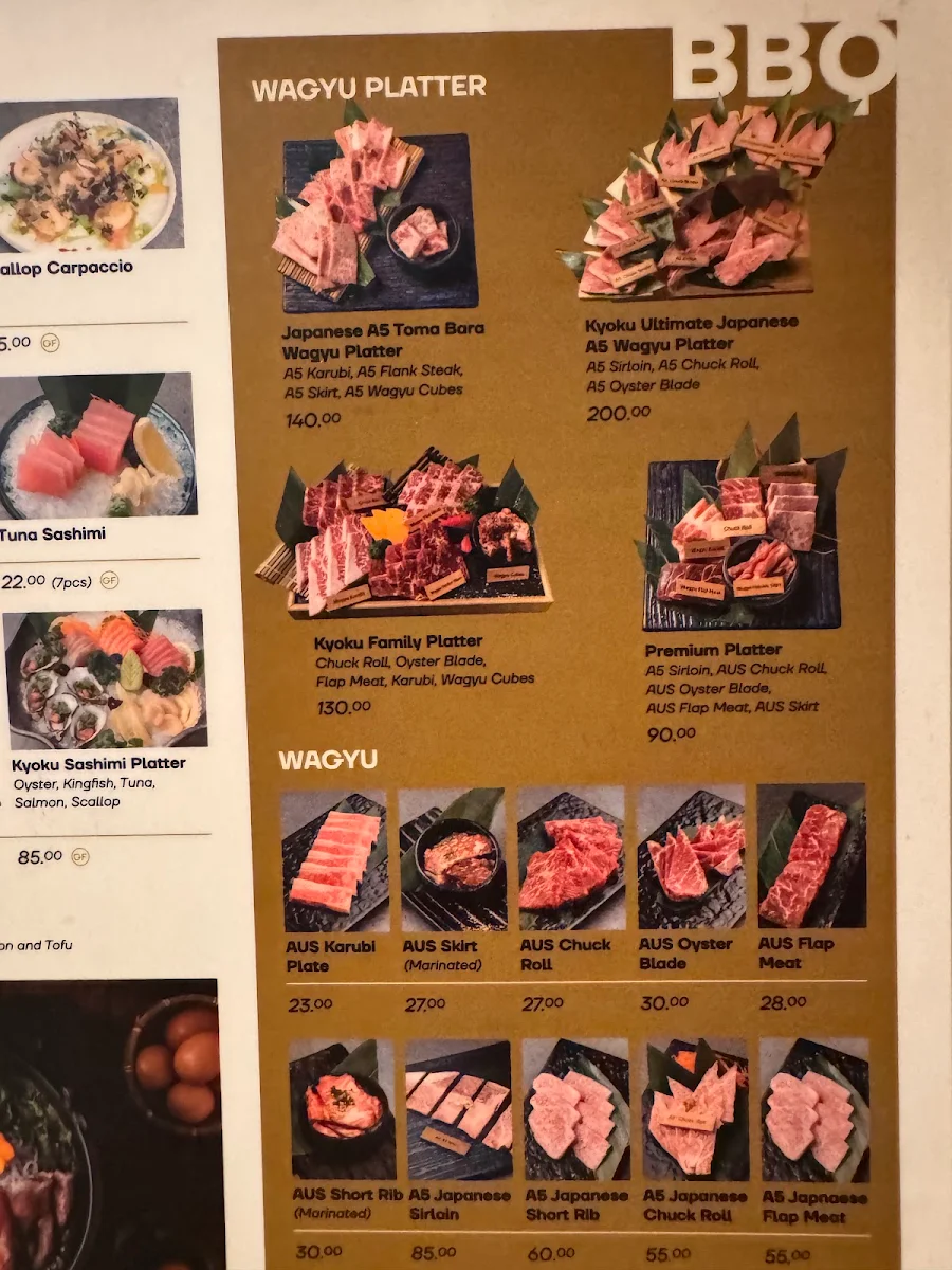 Menu, Kyoku Yakiniku