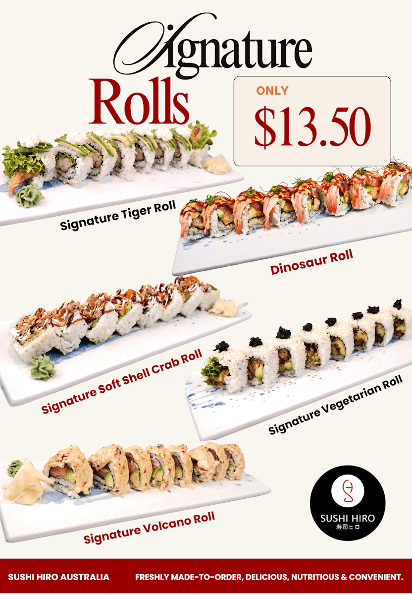 Menu, Sushi Hiro
