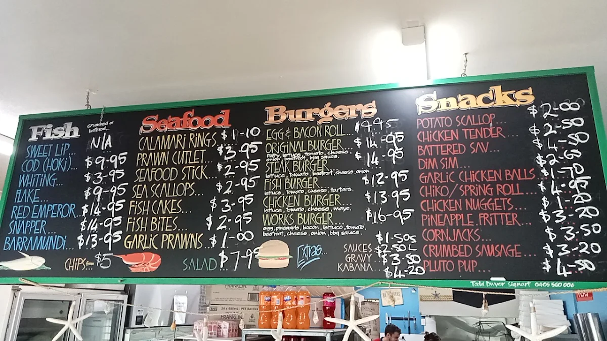 Menu, Cooroy Fish & Chips