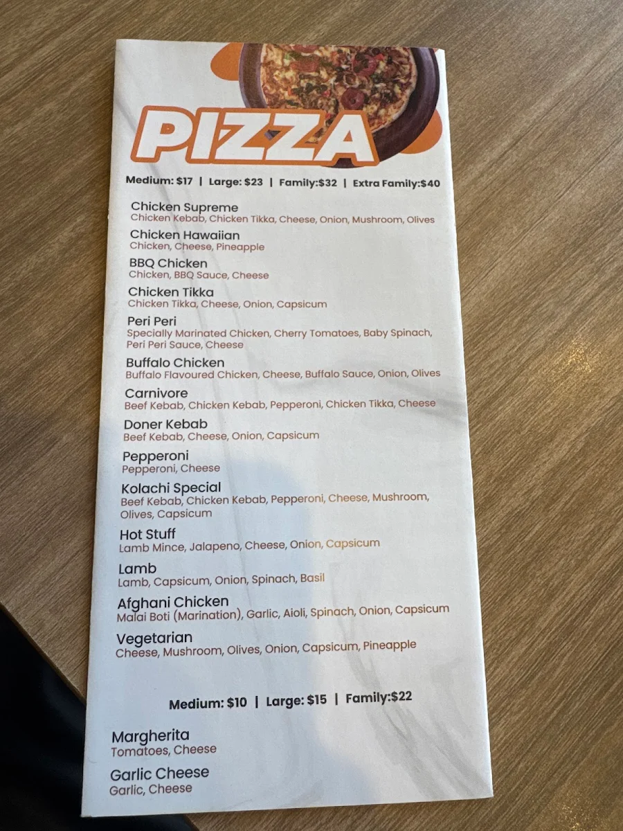 Menu, Kolachi