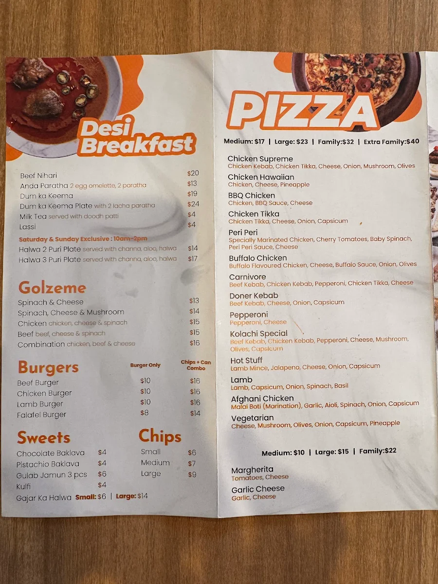 Menu, Kolachi
