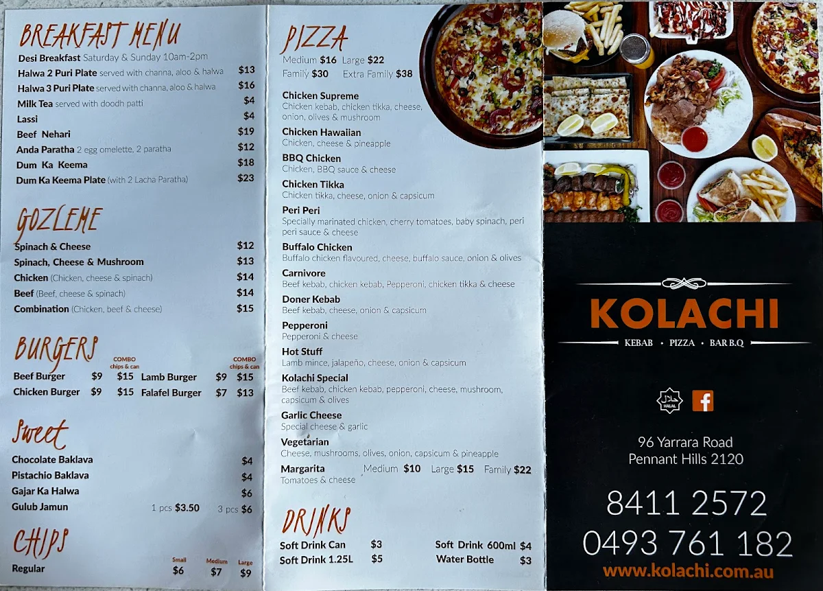 Menu, Kolachi