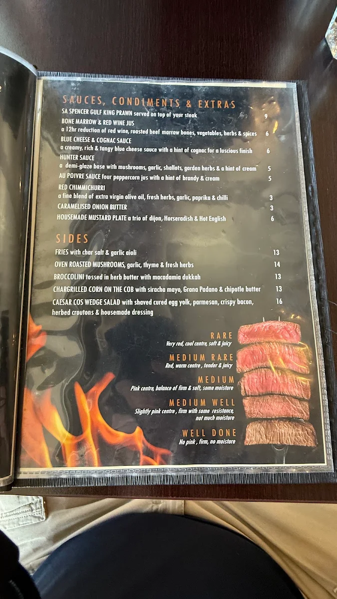 Menu, Char Barossa