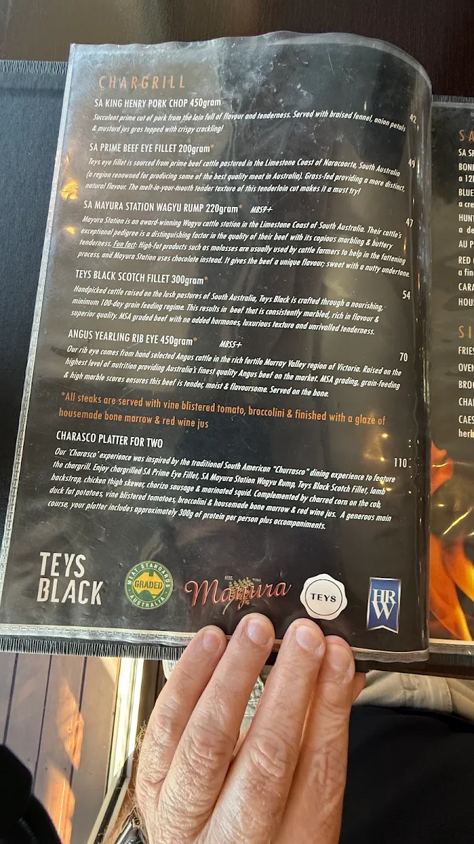 Menu, Char Barossa