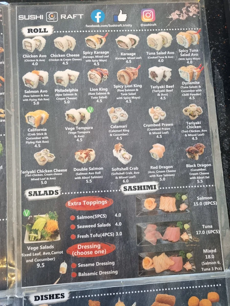 Menu, Sushi raft
