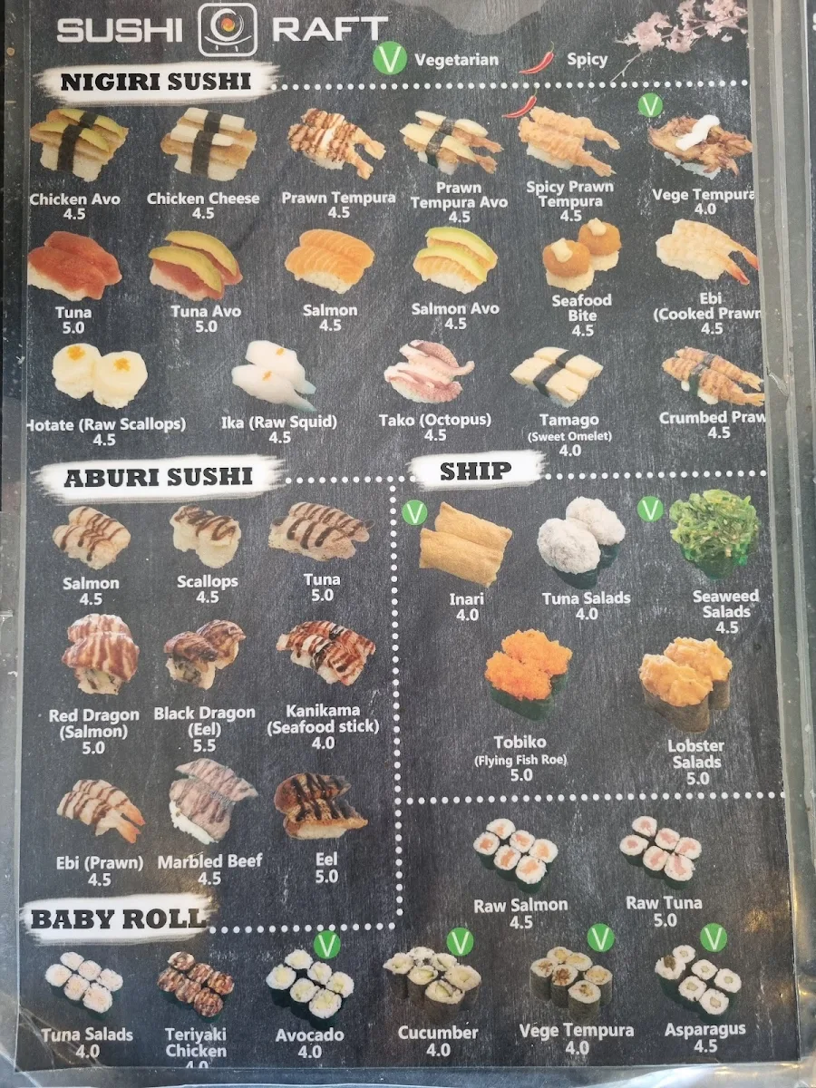 Menu, Sushi raft