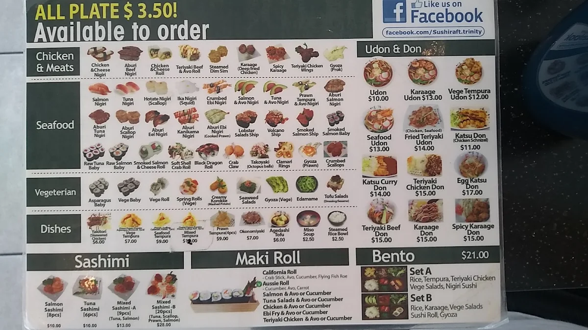 Menu, Sushi raft