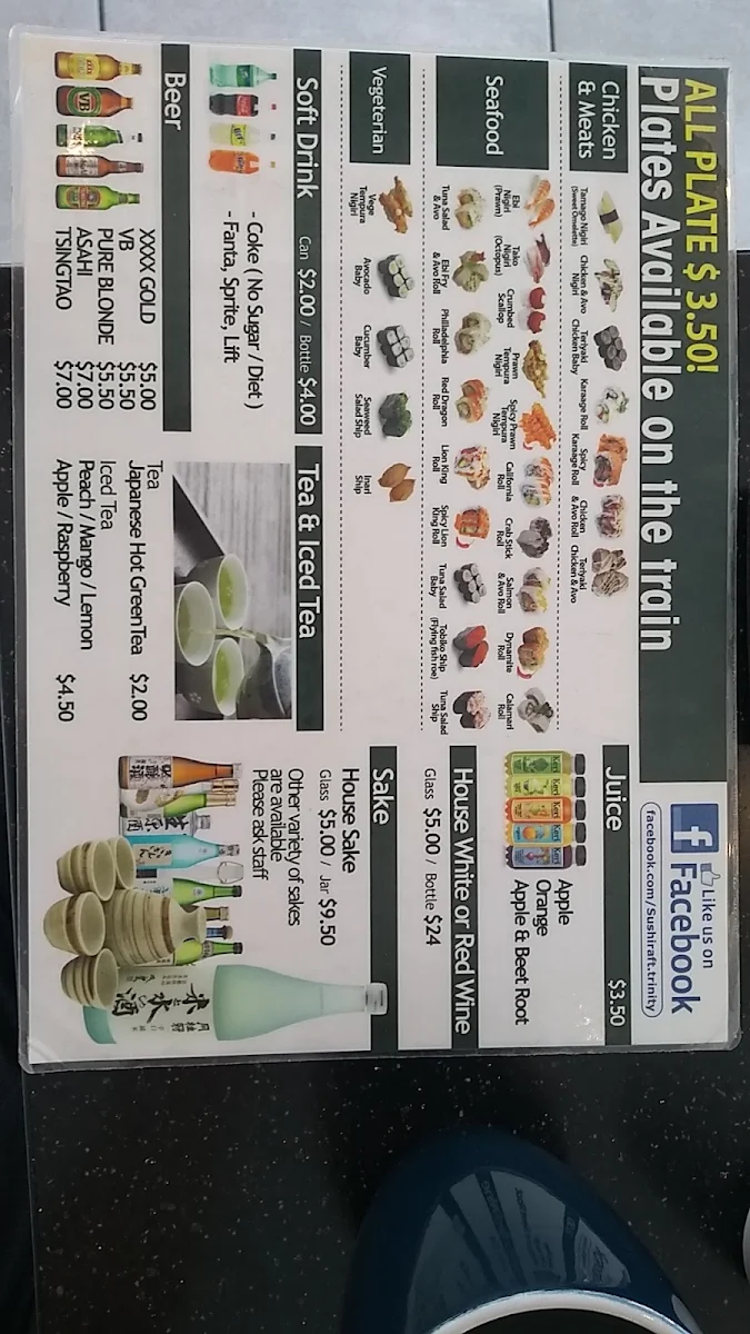 Menu, Sushi raft