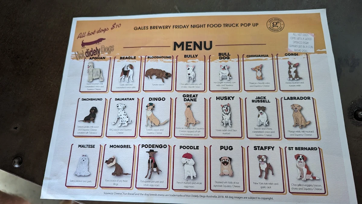Menu, Gales Brewery