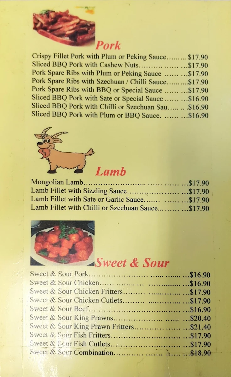 Menu, Hon Doo Restaurant