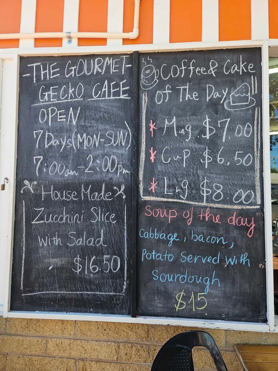 Menu, The Gourmet Gecko Cafe