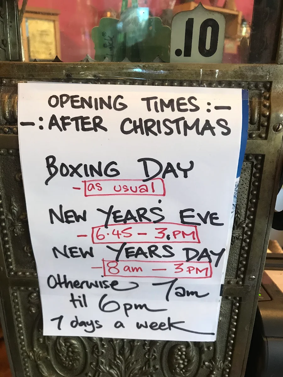 Menu, Forsyth Cafe