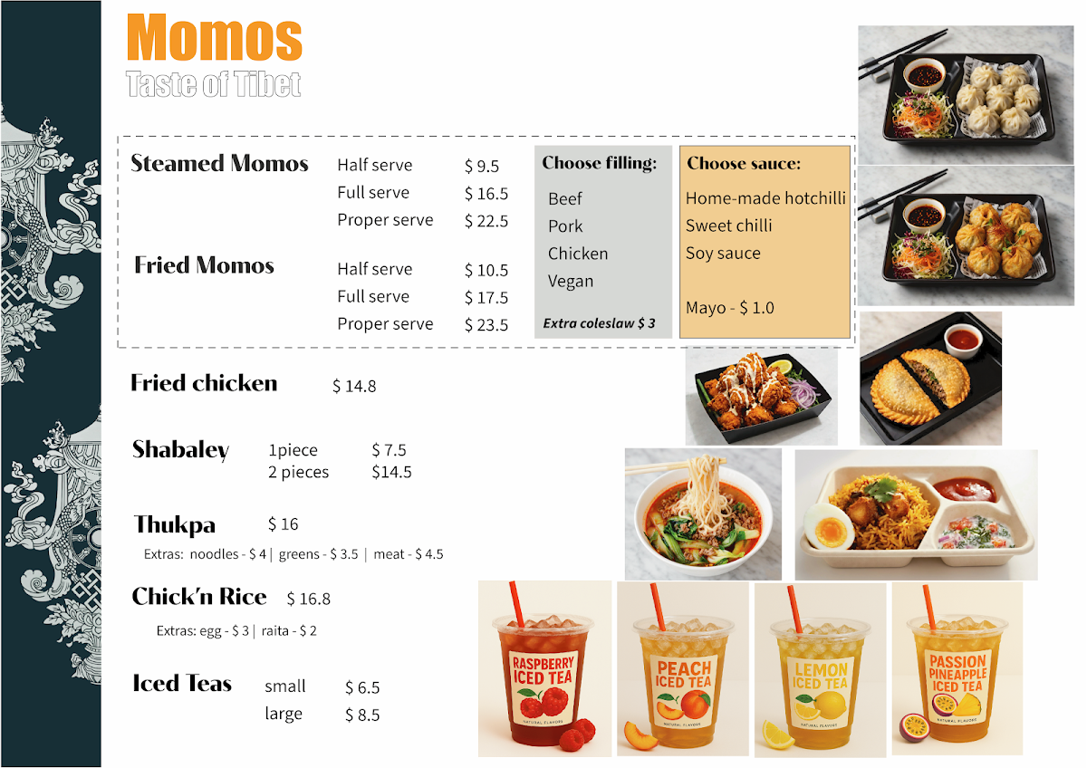 Menu, Momos Taste of Tibet