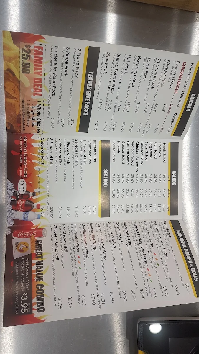 Menu, Narellan Charcoal Chicken