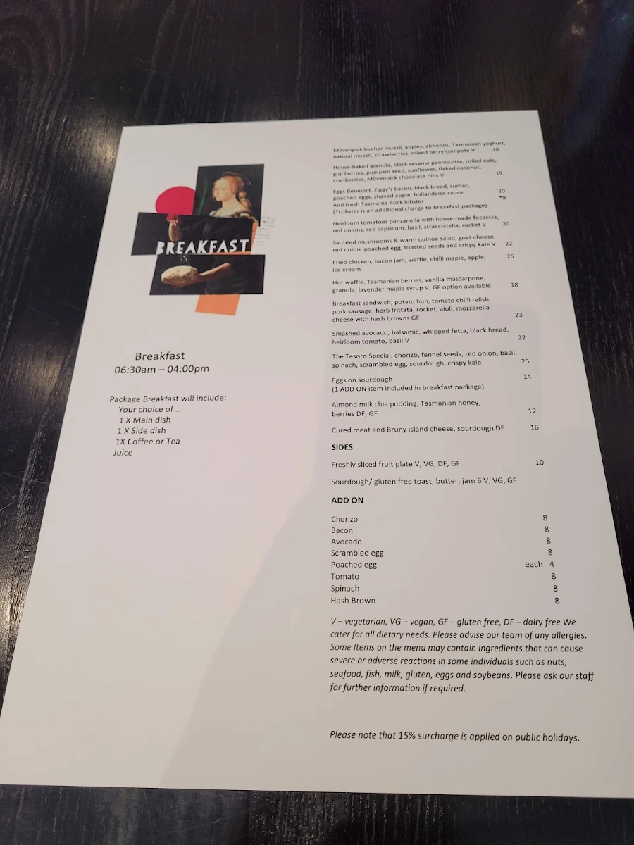 Menu, Tesoro