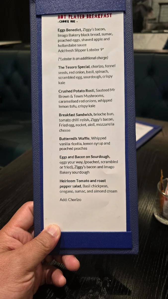 Menu, Tesoro