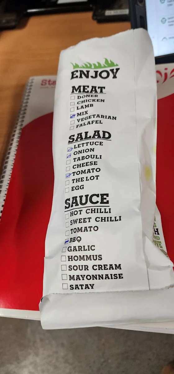 Menu, Istanbul Kalgoorlie Kebabs
