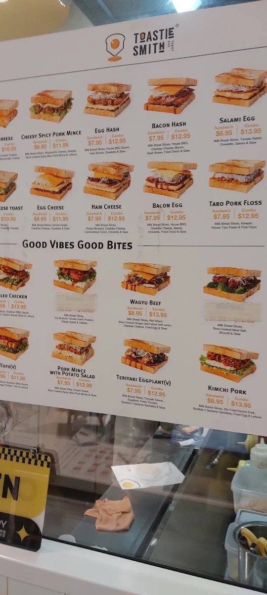 Menu, Toastiesmith Macquarie Centre