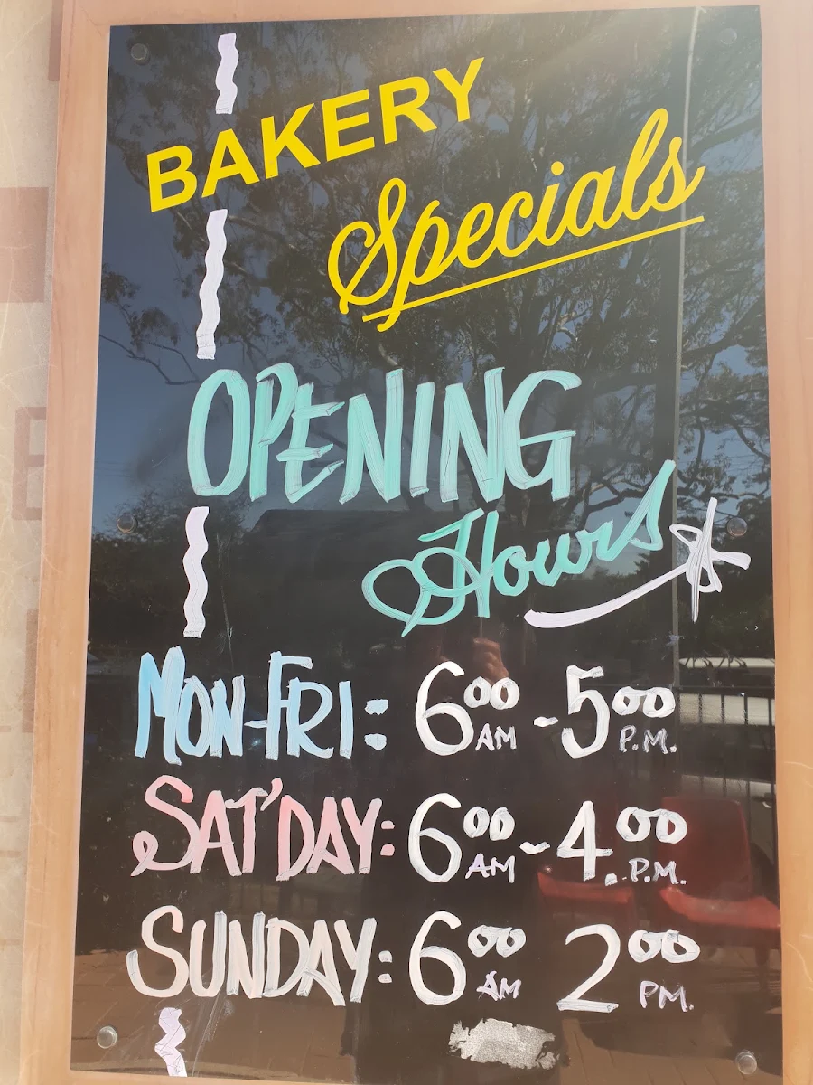 Menu, Tamborine Mountain Bakery