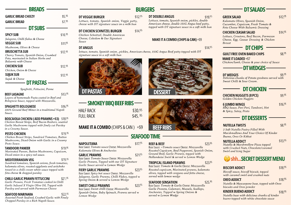 Menu, Dough Time Kellyville