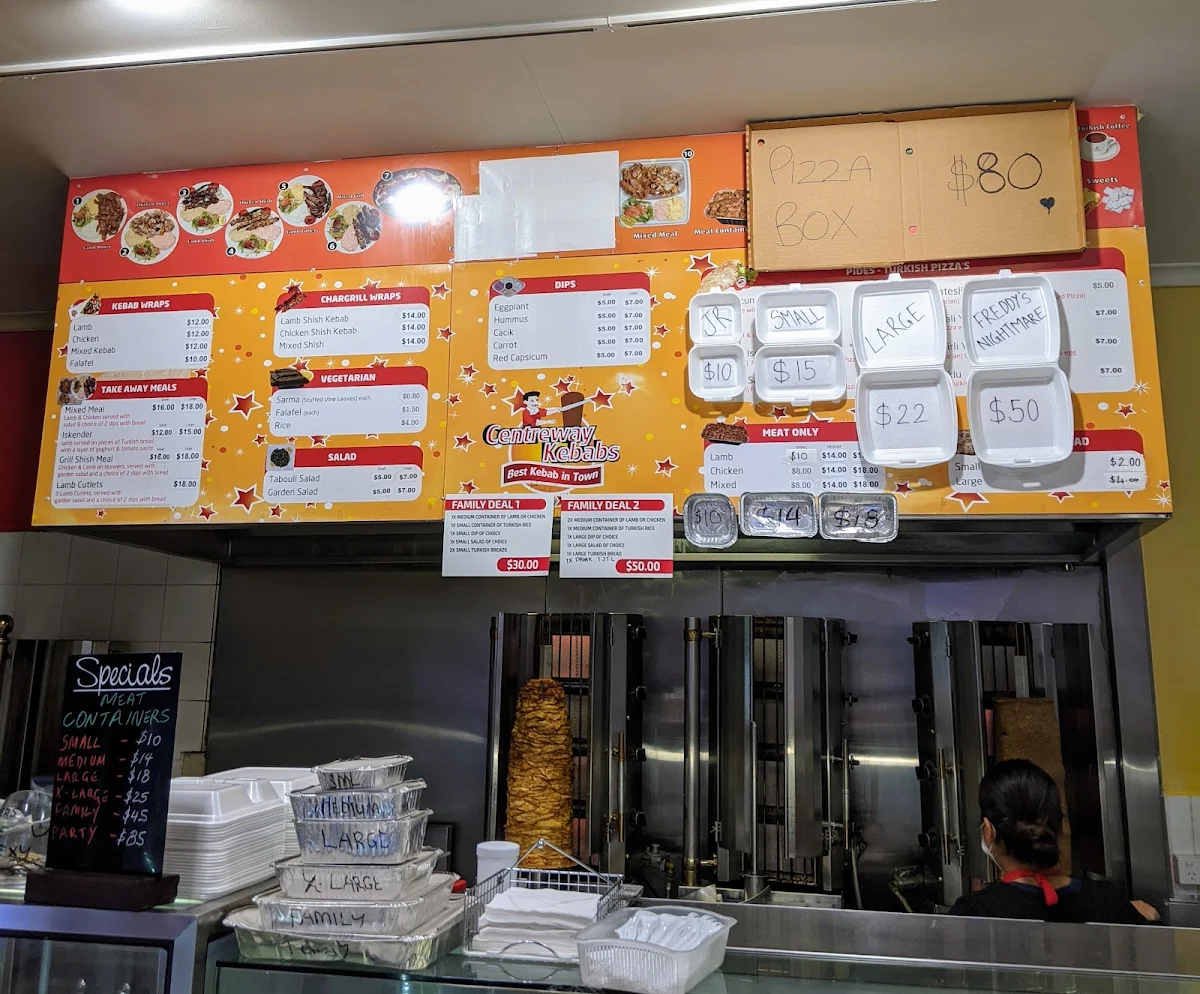 Menu, Centreway Kebabs