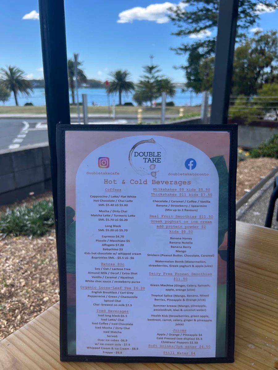 Menu, Doubletake Cafe