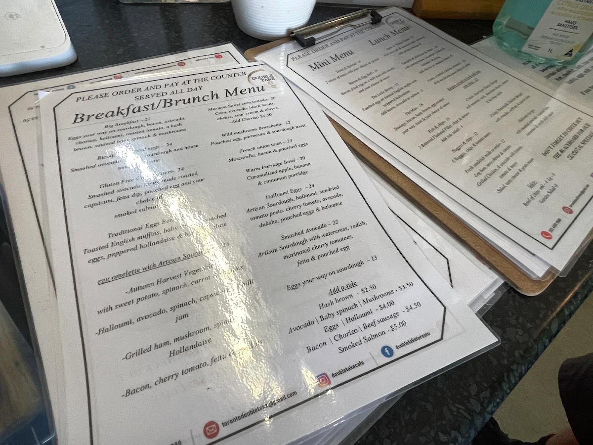 Menu, Doubletake Cafe