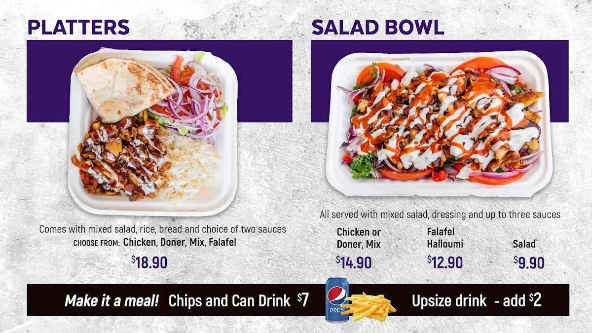 Menu, BNE Kebabs & Acai