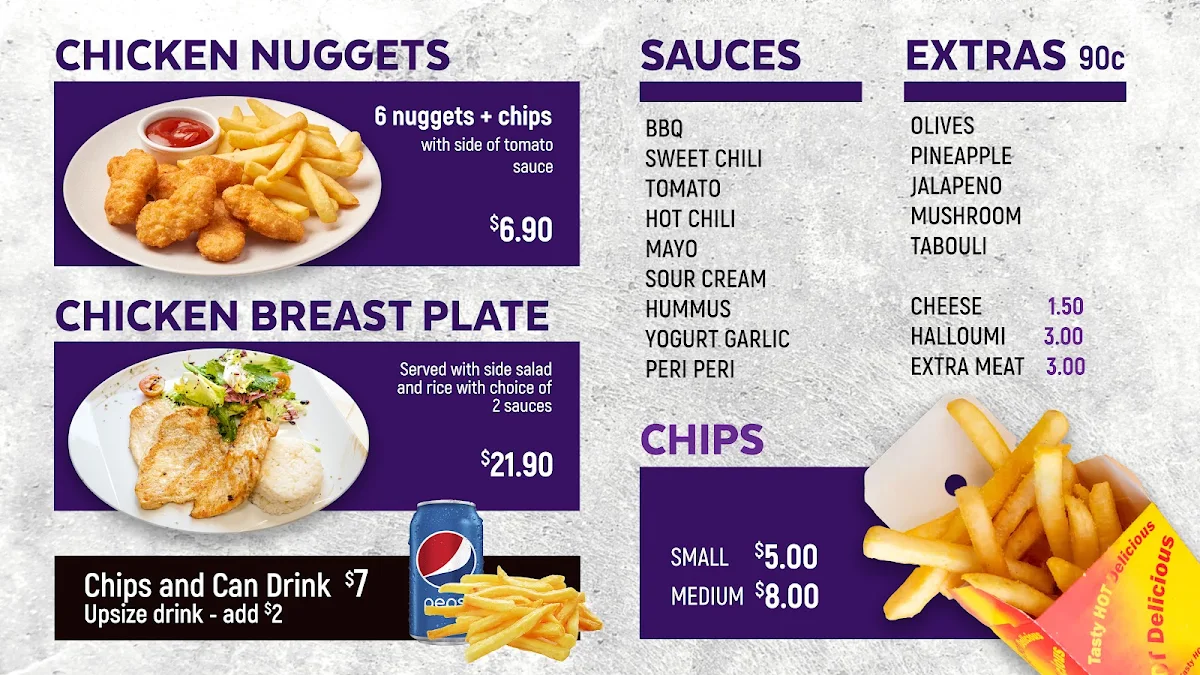 Menu, BNE Kebabs & Acai