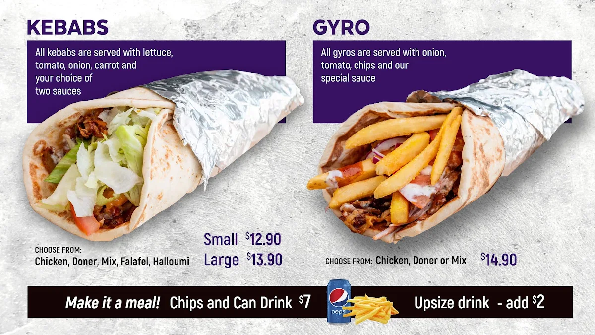 Menu, BNE Kebabs & Acai