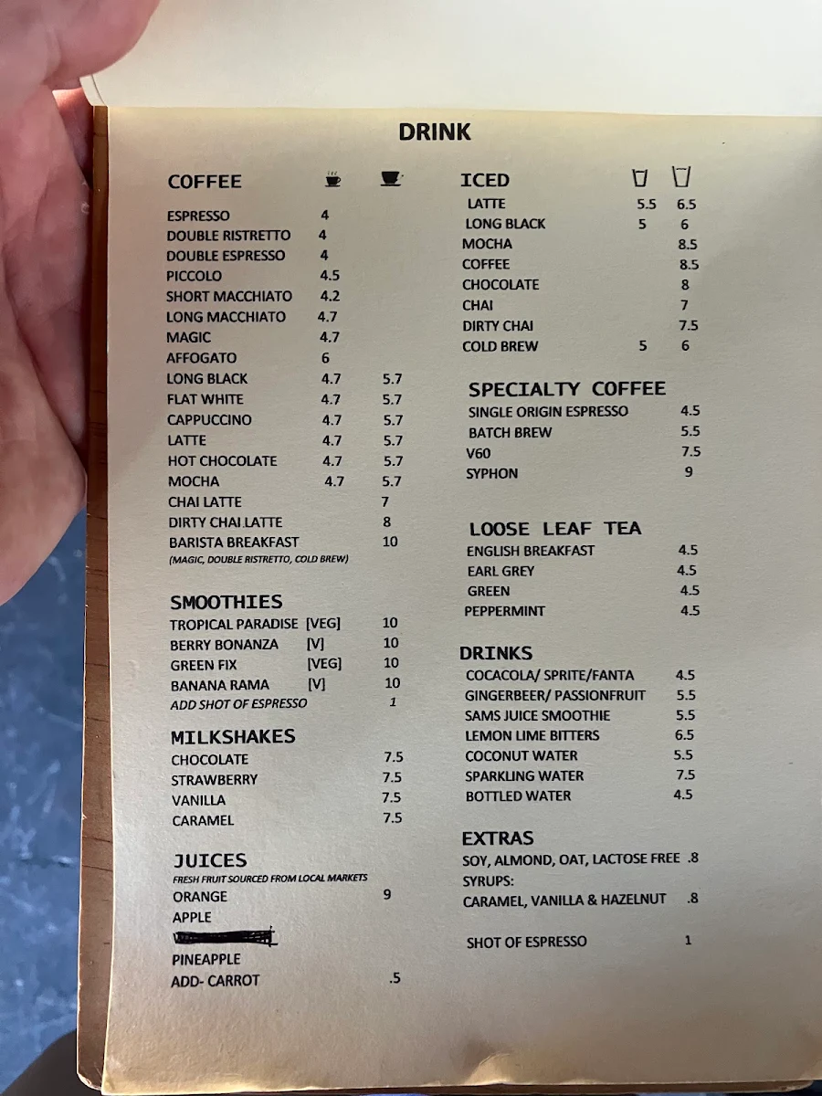 Menu, Goose Specialty Coffee