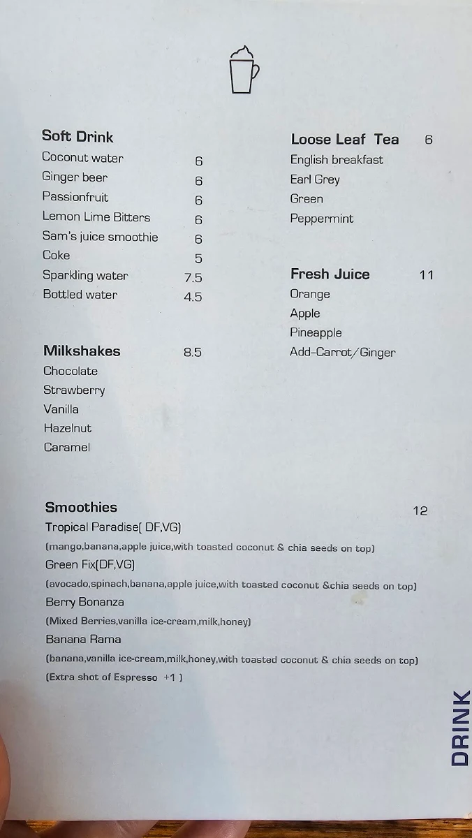 Menu, Goose Specialty Coffee