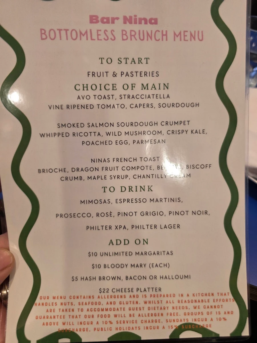 Menu, Bar Nina