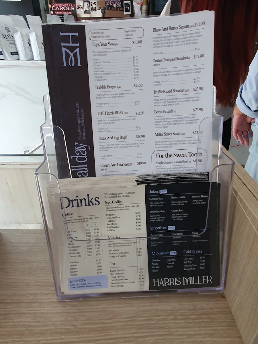 Menu, Harris Miller