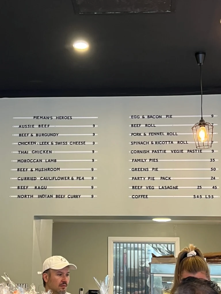 Menu, Pieman's Son
