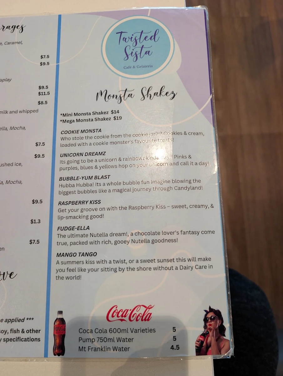 Menu, Twisted Sista Cafe - Karingal