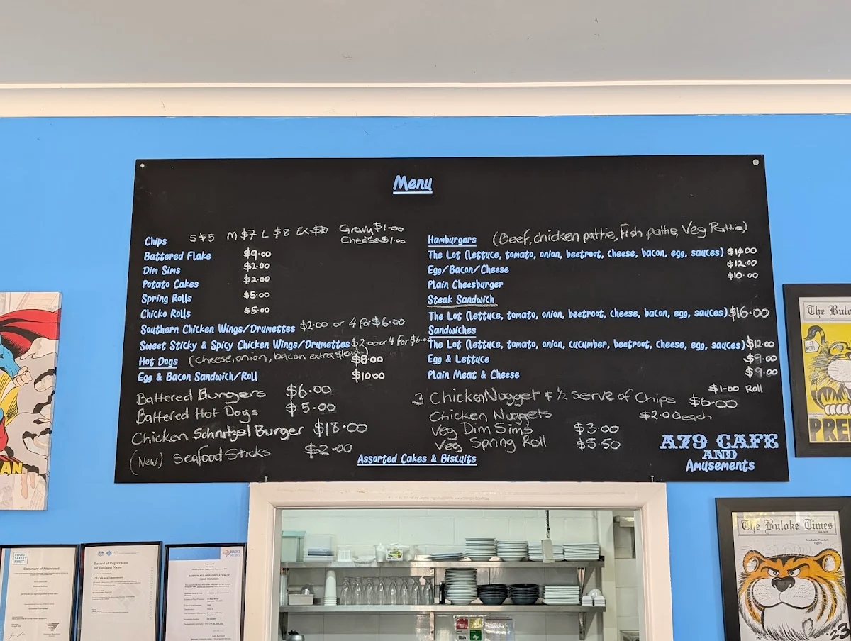 Menu, A79 Cafe And Amusements