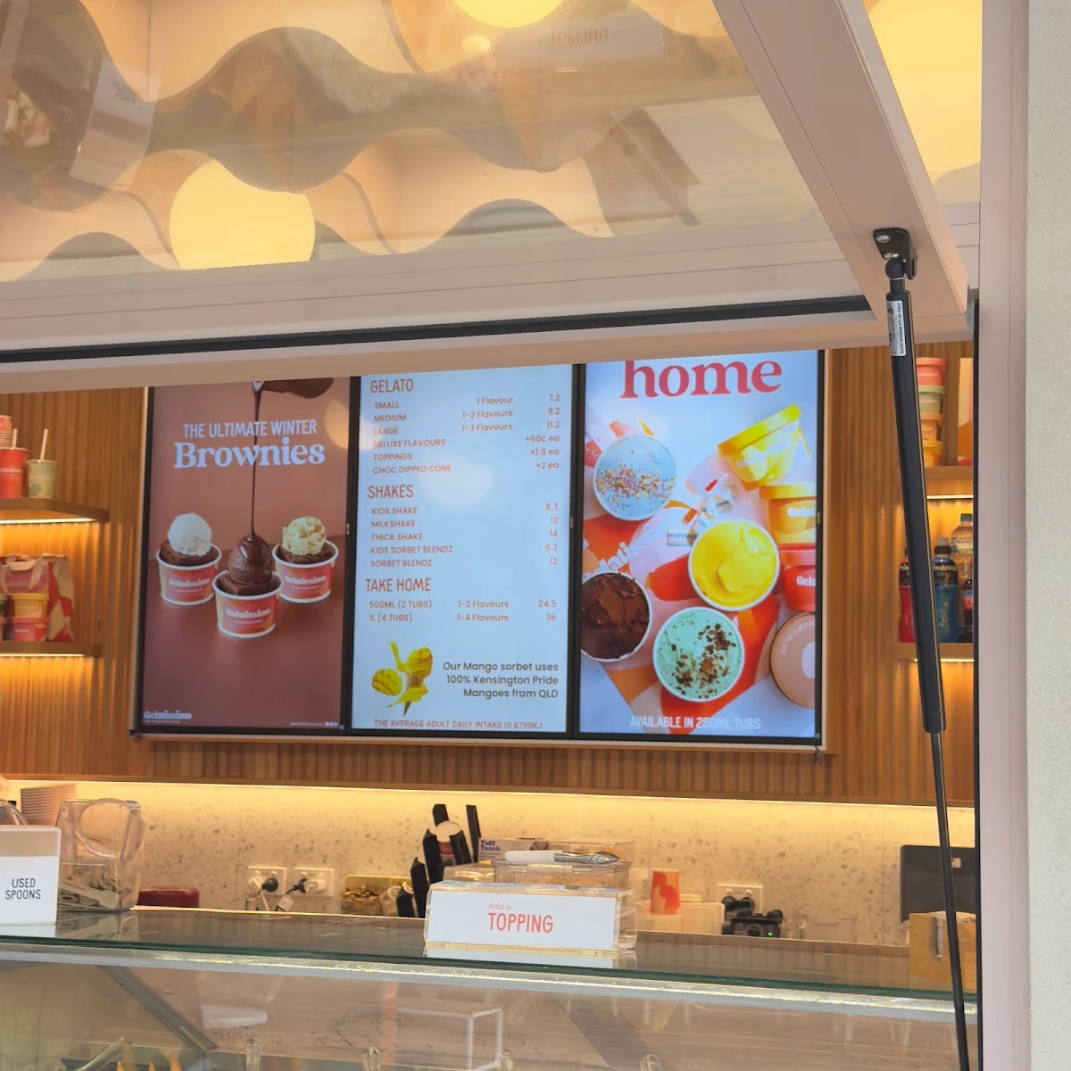 Menu, Gelatissimo Harbour Town