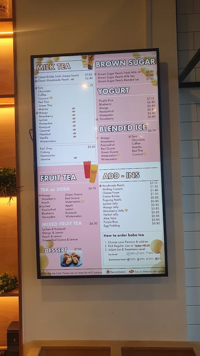 Menu, Popping & Tea Williams landing