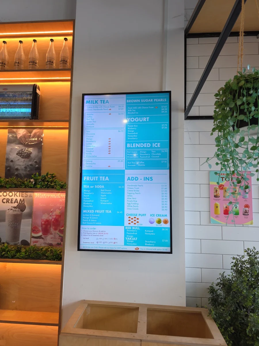 Menu, Popping & Tea Williams landing